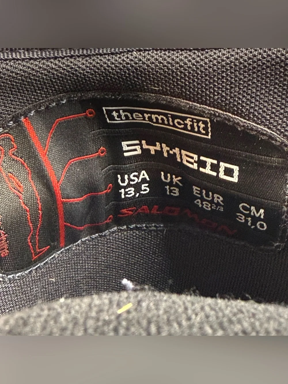 Salomon Symbio Thermicfit Men’s Size 13.5US Snowboard Boots Black Red